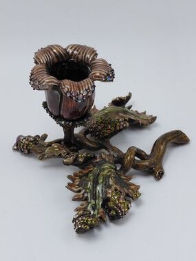 Jay Strongwater Enamel Crystal Lily Candlesticks